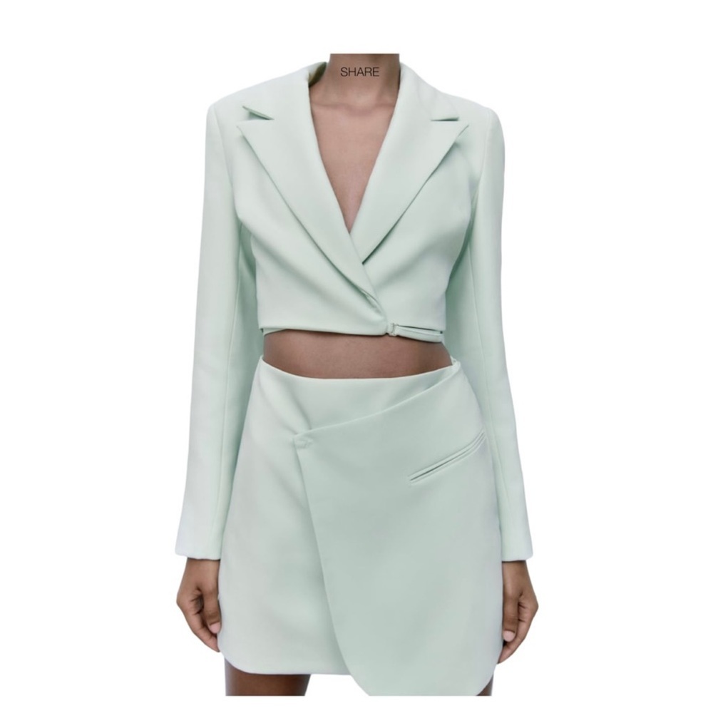 ZARA Cut Out Blazer Dress Mint Green Size Large New With Tags